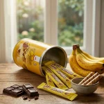 Lata de Deka Wafer Roll com sabor de chocolate e banana